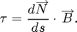 $$ \tau = \frac{d \overrightarrow N}{ds} \cdot
\overrightarrow B.$$