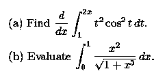 integrals for problem 9