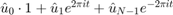 $\hat u_0\cdot 1 + \hat u_1 e^{2\pi it} + \hat u_{N-1}e^{-2\pi it}$