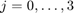 $j=0,\ldots,3$