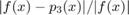 $|f(x)-p_3(x)|/|f(x)|$